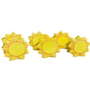 Yellow Sunflower Shaped Ceramic Napkin Ring New With Tag Set Of 6 Spring Summer